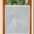 white monogram curtain