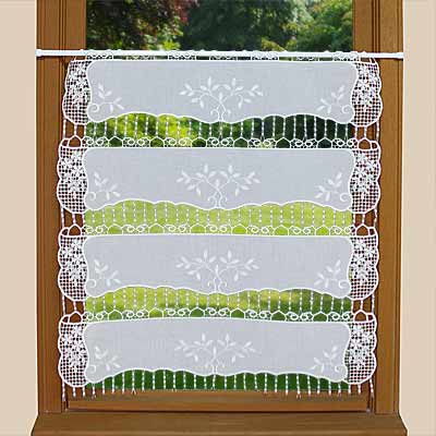 Fabric and macrame lace curtain Harmonie