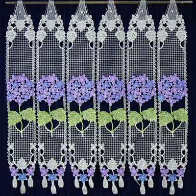 Blue mauve Lace cafe curtain