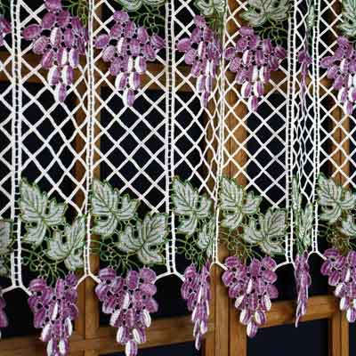 Colored grape lace curtain