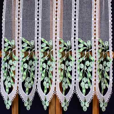 Macrame cafe curtain Olives