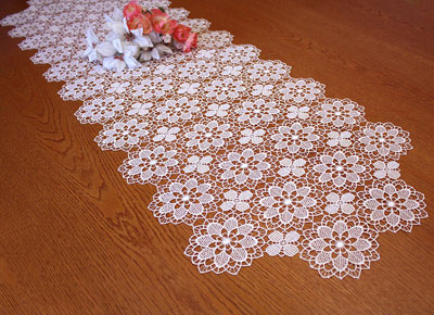 Light Macrame lace table runner