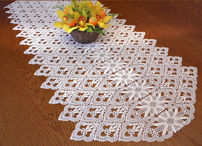 Traditional macrame table runner