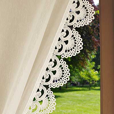 Ecru lace trimmed curtain Julia