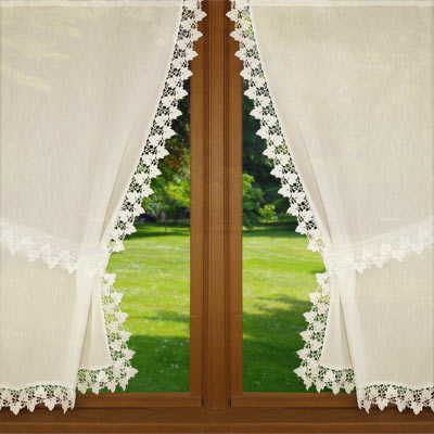 Ivy ecru pair lace trimmed curtain