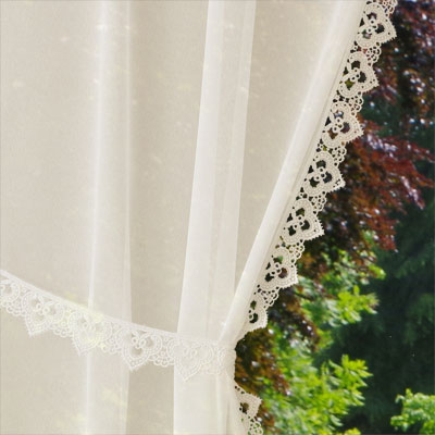 Ecru Tradition Macrame trimmed curtain