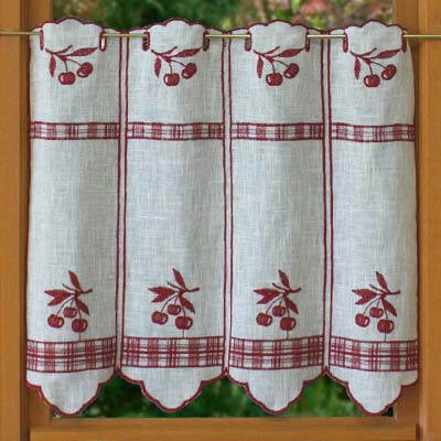 Lace kitchen curtain cherry