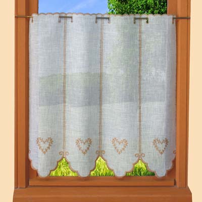 Ecru heart cafe curtain