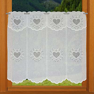 Grey heart cafe curtain 