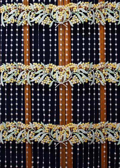 Colored macrame lace curtain