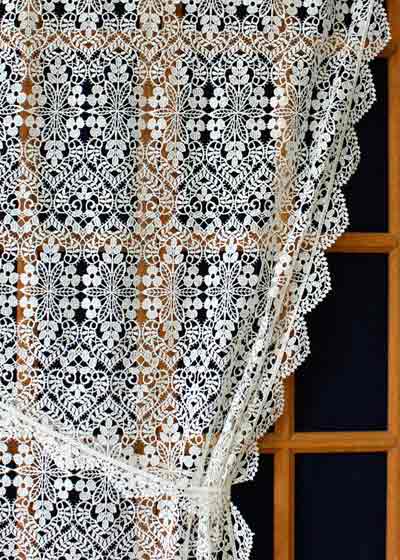 Custom made Valentine macrame lace curtain