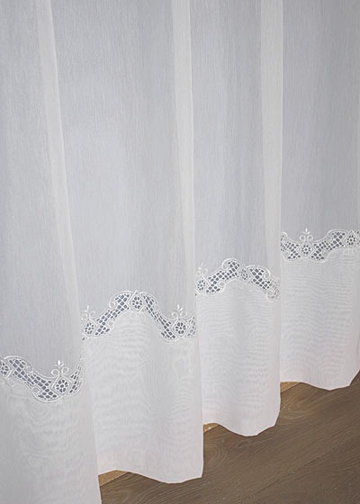 Yardage Embroidered hem sheer curtain