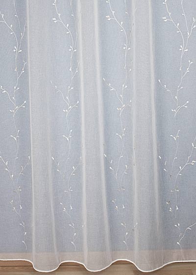 Ecru embroidery Jasmine sheer by the yard