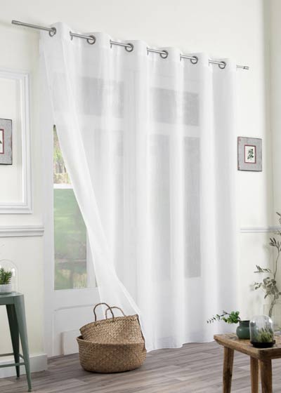 White plain great height sheer curtain