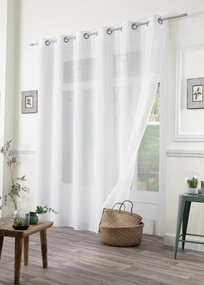 Plain sheer curtain with linen