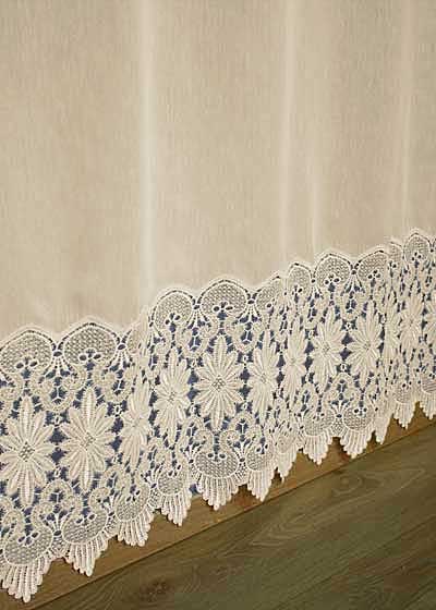 Ecru macrame lace sheer curtain