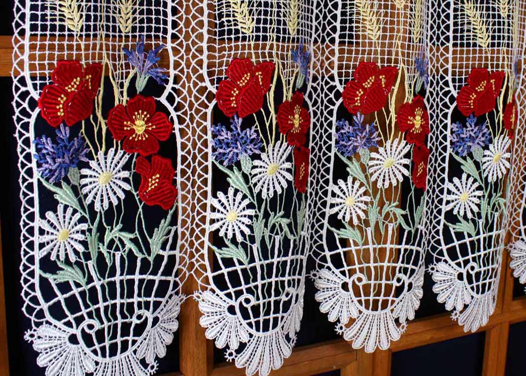 Color macrame lace cafe curtain